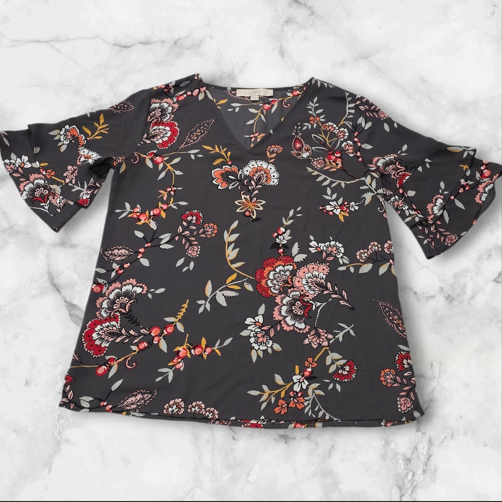 LOFT Ruffle Short Sleeve Blouse Shirt Size Xtra Small (XS) B10